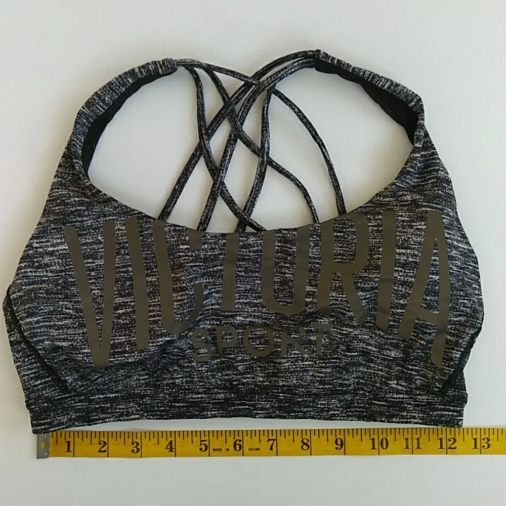 Victoria Sport Strappy Padded Sports Bra M Black White - Picture 16 of 16